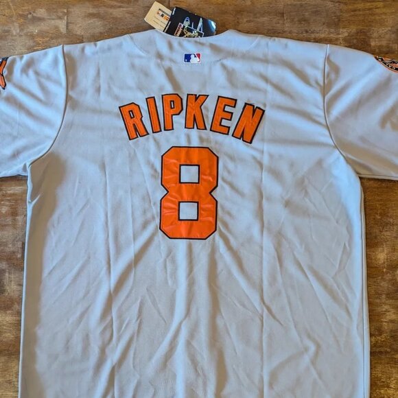 Cal Ripken Jr. Baltimore Orioles Grey Jersey Retirement Patch Majestic Shirt Top - Picture 4 of 6